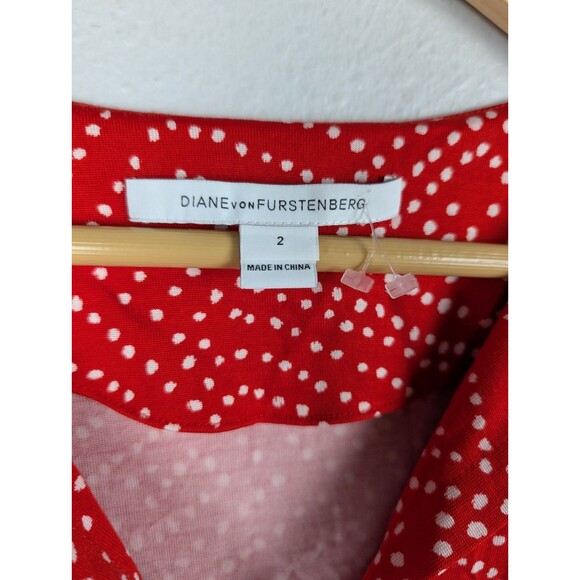 Diane Von Furstenberg Silk Reina Red Print Shift Dress Size 2 - Picture 3 of 8